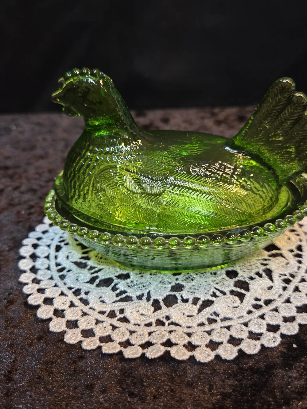 Green Hen on a Nest Unbranded Acrylic (Plastic) Measures 5 Inches Long